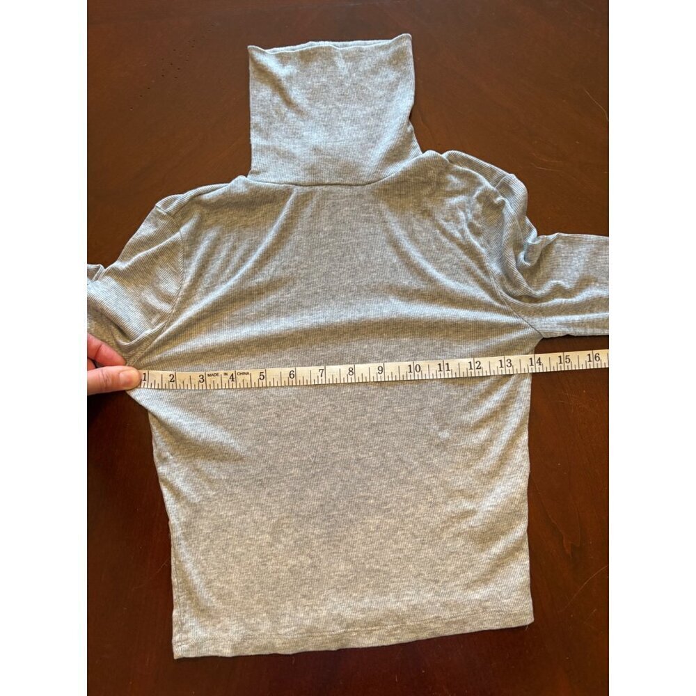 Sunday Best Ribbed Modal Turtleneck Long Sleeve Casual Top in Gray Size XS - Picture 9 of 10